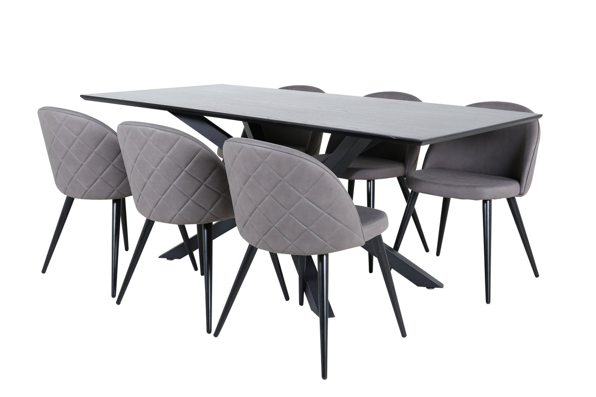 Piazza Matbord med Velvet Stolarna – Bord: 76x180x90 Stol: 57x76,5x50