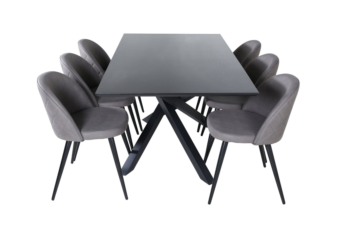 Piazza Matbord med Velvet Stolarna – Bord: 76x180x90 Stol: 57x76,5x50
