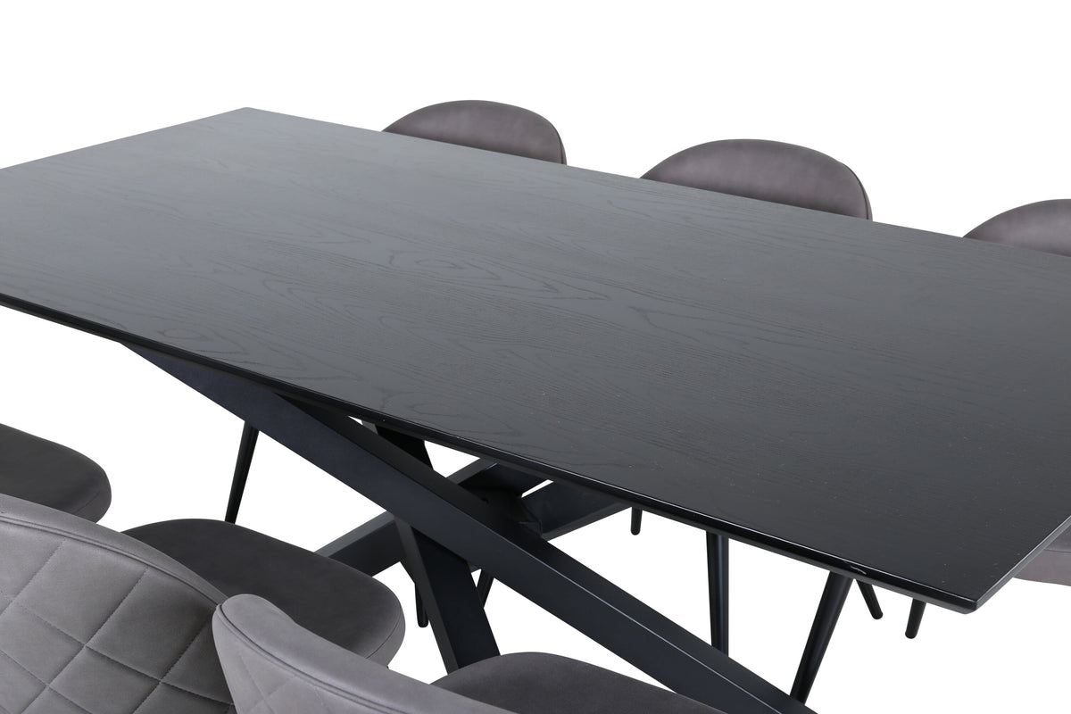 Piazza Matbord med Velvet Stolarna – Bord: 76x180x90 Stol: 57x76,5x50