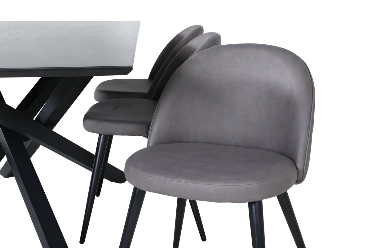 Piazza Matbord med Velvet Stolarna – Bord: 76x180x90 Stol: 57x76,5x50