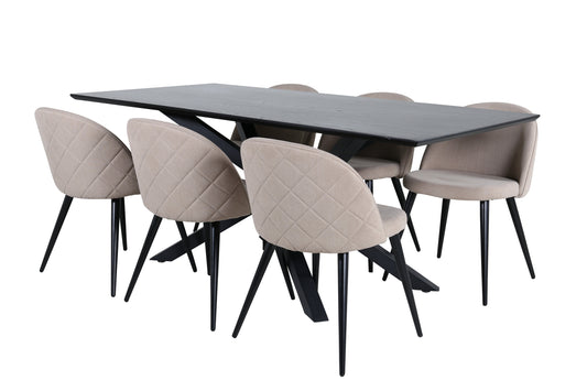 Piazza Matbord med Velvet Stolarna – Bord: 76x180x90 Stol: 57x76,5x50