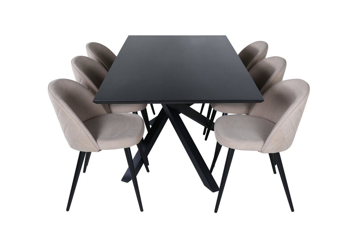 Piazza Matbord med Velvet Stolarna – Bord: 76x180x90 Stol: 57x76,5x50