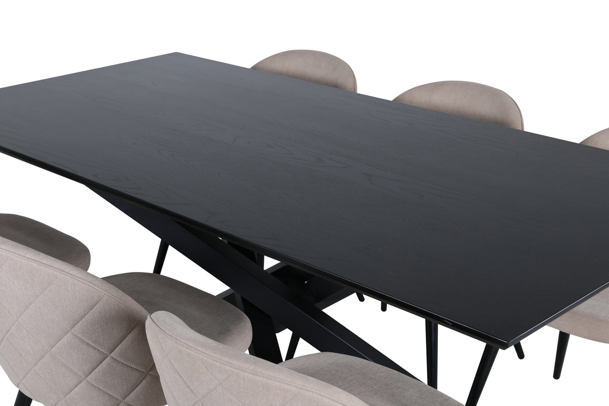 Piazza Matbord med Velvet Stolarna – Bord: 76x180x90 Stol: 57x76,5x50