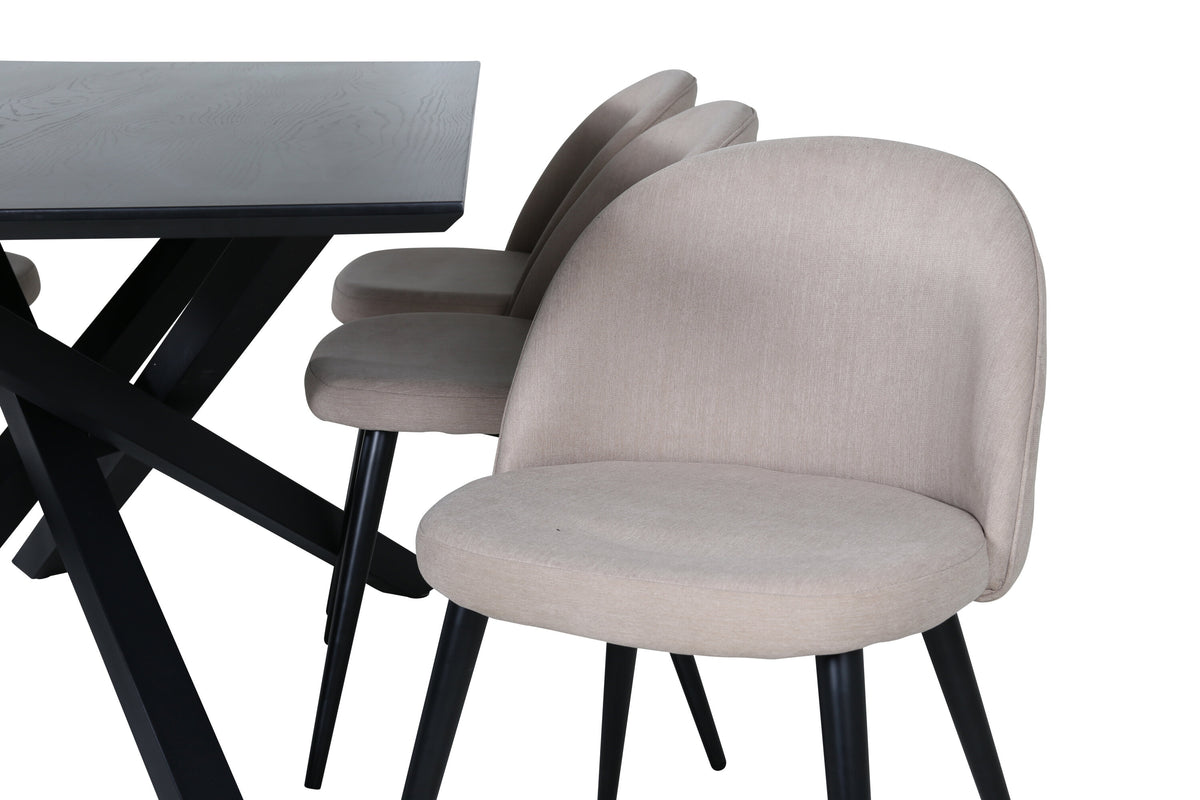 Piazza Matbord med Velvet Stolarna – Bord: 76x180x90 Stol: 57x76,5x50