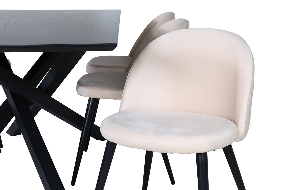 Piazza Matbord med Velvet Stolarna – Bord: 76x180x90 Stol: 57x76,5x50