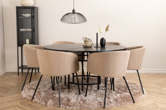 Copenhagen Matbord med Berit Stolarna – Bord: ⌀140 Stol: 55x78x55