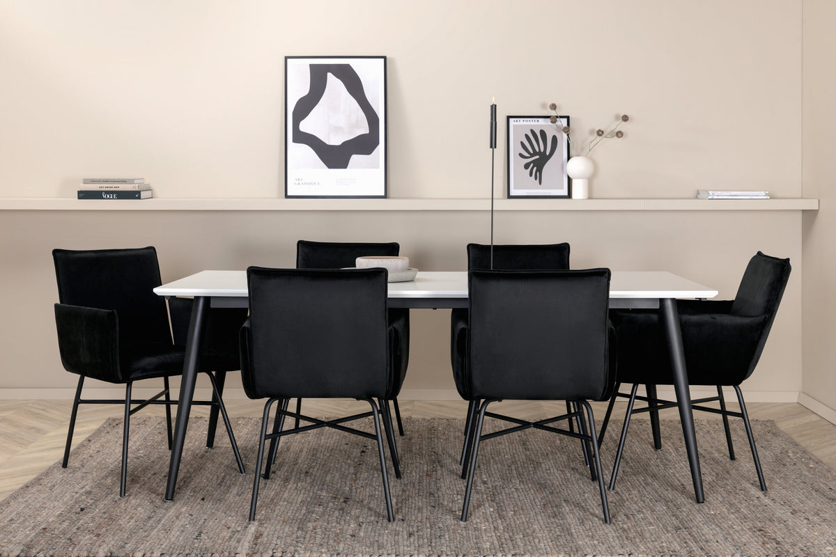 Jimmy Matbord med Petra Stolarna – Bord: 76x195x90 Stol: 60x87x57