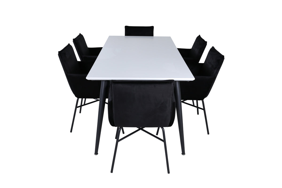 Jimmy Matbord med Petra Stolarna – Bord: 76x195x90 Stol: 60x87x57