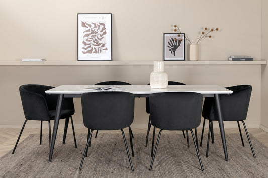 Jimmy Matbord med Berit Stolarna – Bord: 76x195x90 Stol: 55x78x55
