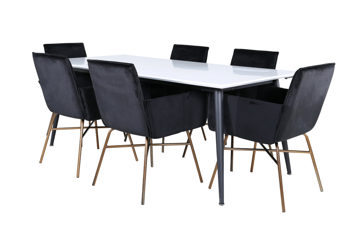 Jimmy Matbord med Petra Stolarna – Bord: 76x195x90 Stol: 60x87x57