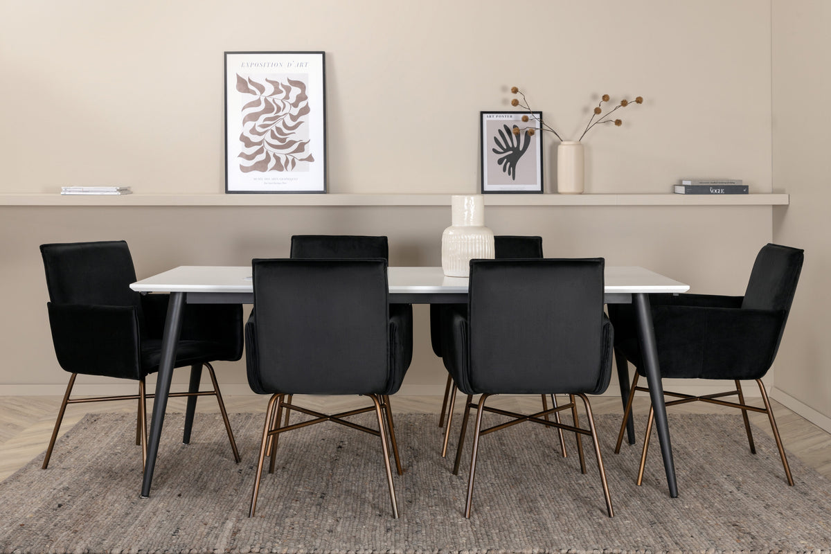 Jimmy Matbord med Petra Stolarna – Bord: 76x195x90 Stol: 60x87x57