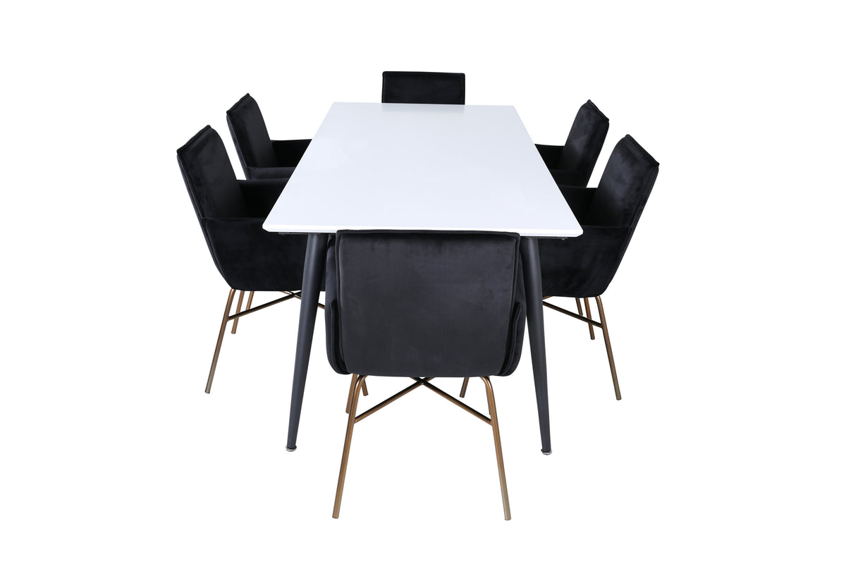 Jimmy Matbord med Petra Stolarna – Bord: 76x195x90 Stol: 60x87x57