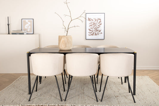 Pelle Matbord med Berit Stolarna – Bord: 75x190x90 Stol: 55x78x55