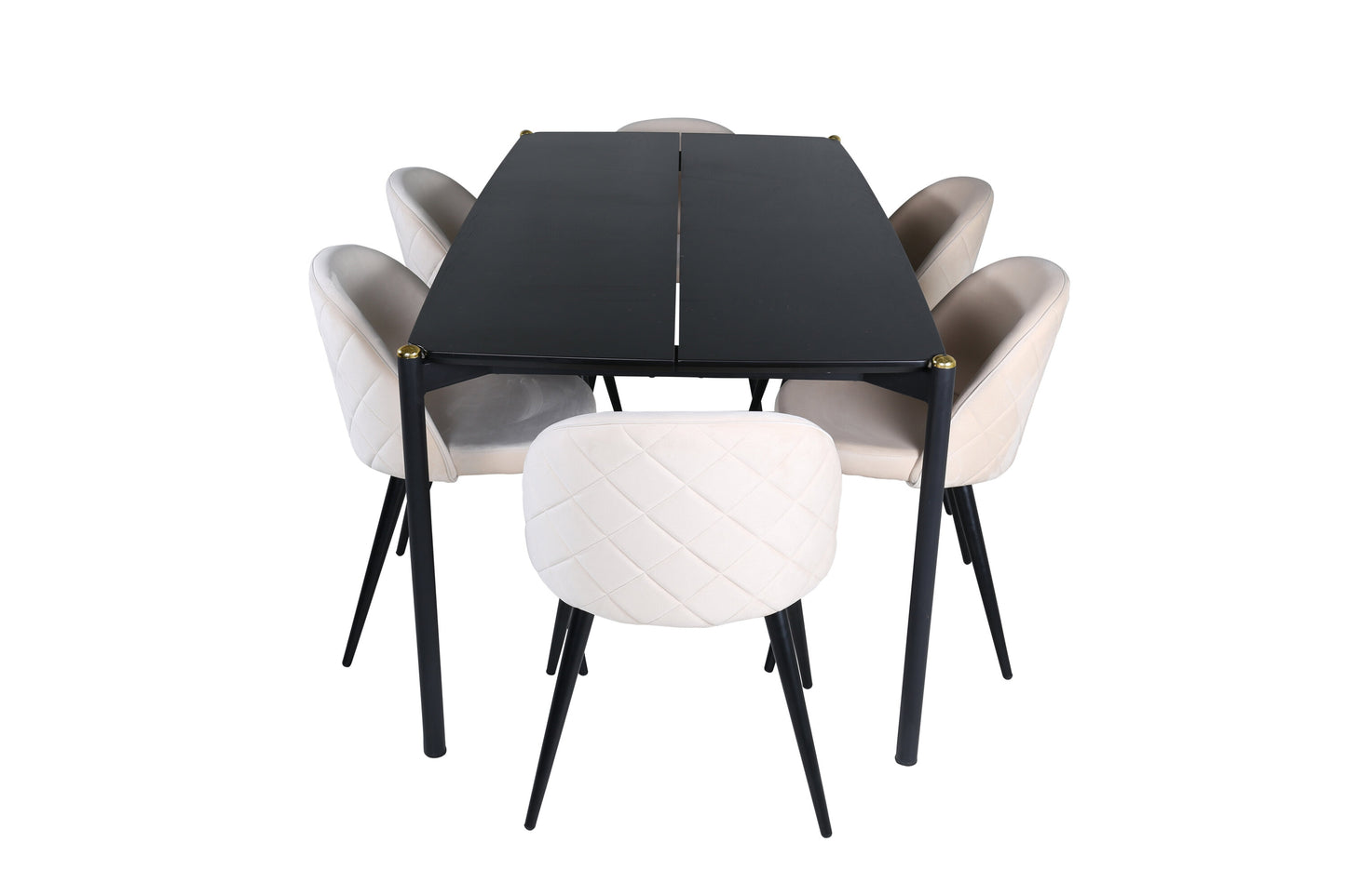 Pelle Matbord med Velvet Stolarna Matgrupp