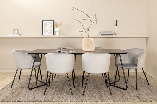 Petra Matbord med Berit Stolarna – Bord: 75x190x90 Stol: 55x78x55