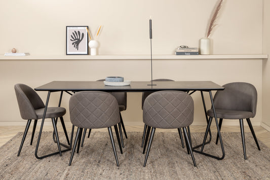 Petra Matbord med Velvet Stolarna – Bord: 75x190x90 Stol: 57x76,5x50