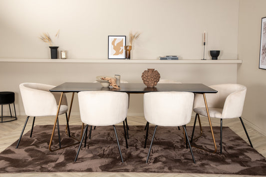 Petra Matbord med Berit Stolarna – Bord: 75x190x90 Stol: 55x78x55