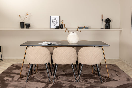 Petra Matbord med Velvet Stolarna – Bord: 75x190x90 Stol: 57x76,5x50
