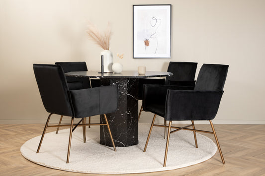 Marbs Matbord med Petra Stolarna – Bord: ⌀110 Stol: 60x87x57