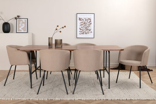 Uno Matbord med Berit Stolarna – Bord: 74x200x90 Stol: 55x78x55