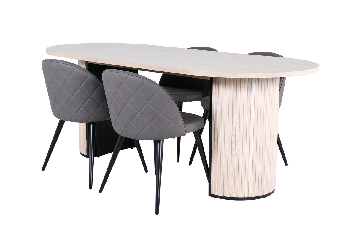 Bianca Matbord med Velvet Stolarna – Bord: 75x200x90 Stol: 57x76,5x50
