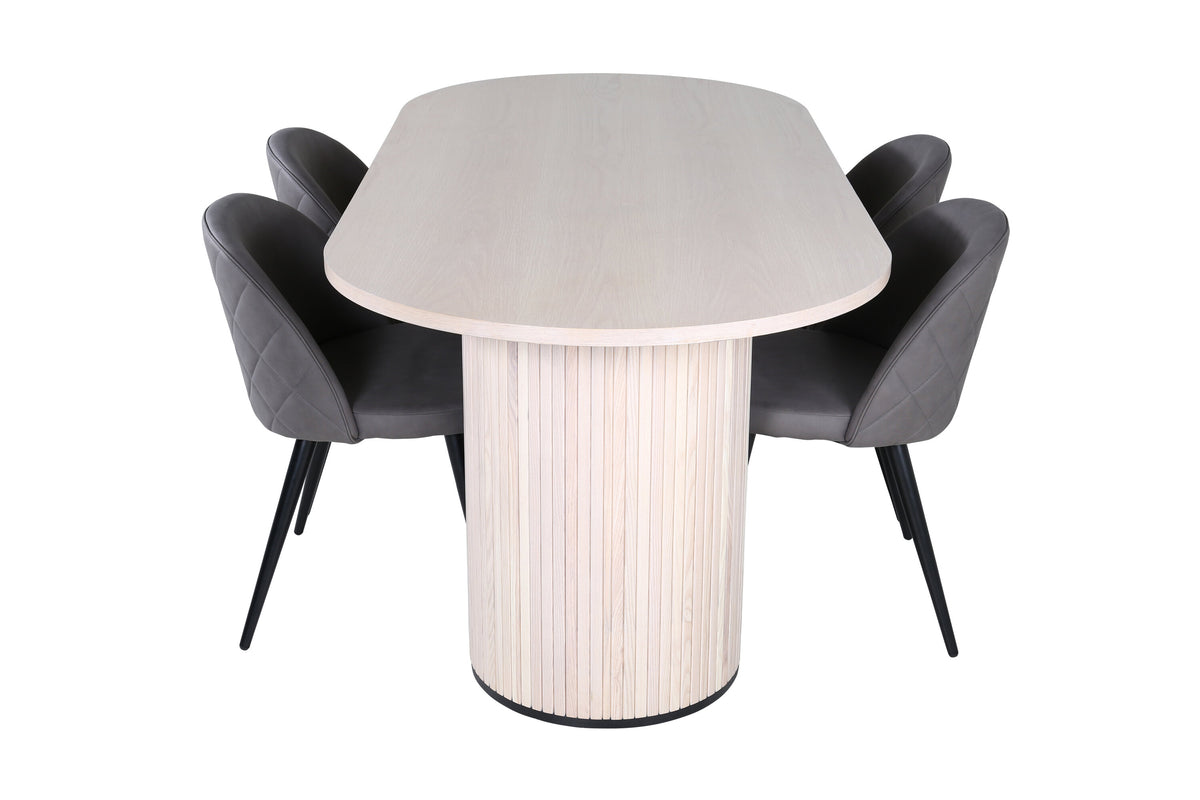 Bianca Matbord med Velvet Stolarna – Bord: 75x200x90 Stol: 57x76,5x50