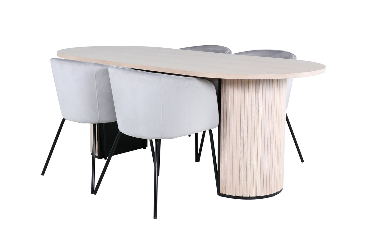 Bianca Matbord med Berit Stolarna – Bord: 75x200x90 Stol: 55x78x55