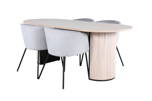 Bianca Matbord med Berit Stolarna – Bord: 75x200x90 Stol: 55x78x55