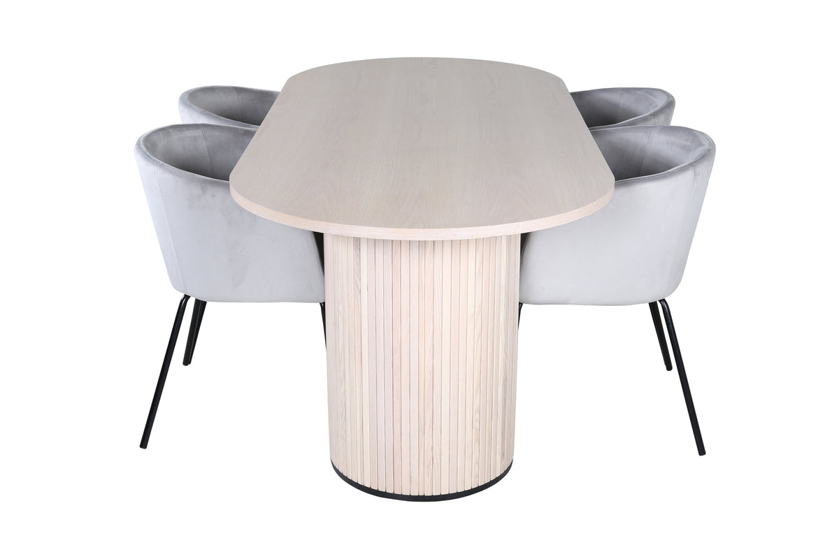 Bianca Matbord med Berit Stolarna – Bord: 75x200x90 Stol: 55x78x55