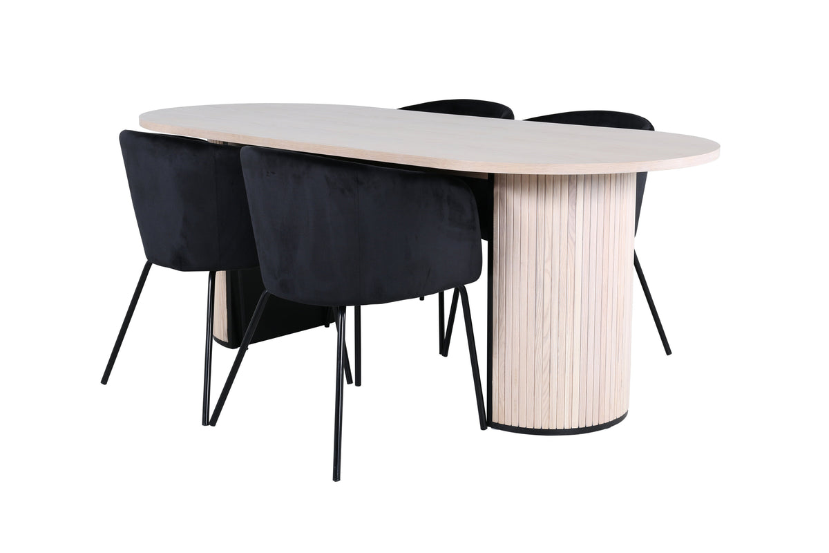 Bianca Matbord med Berit Stolarna – Bord: 75x200x90 Stol: 55x78x55