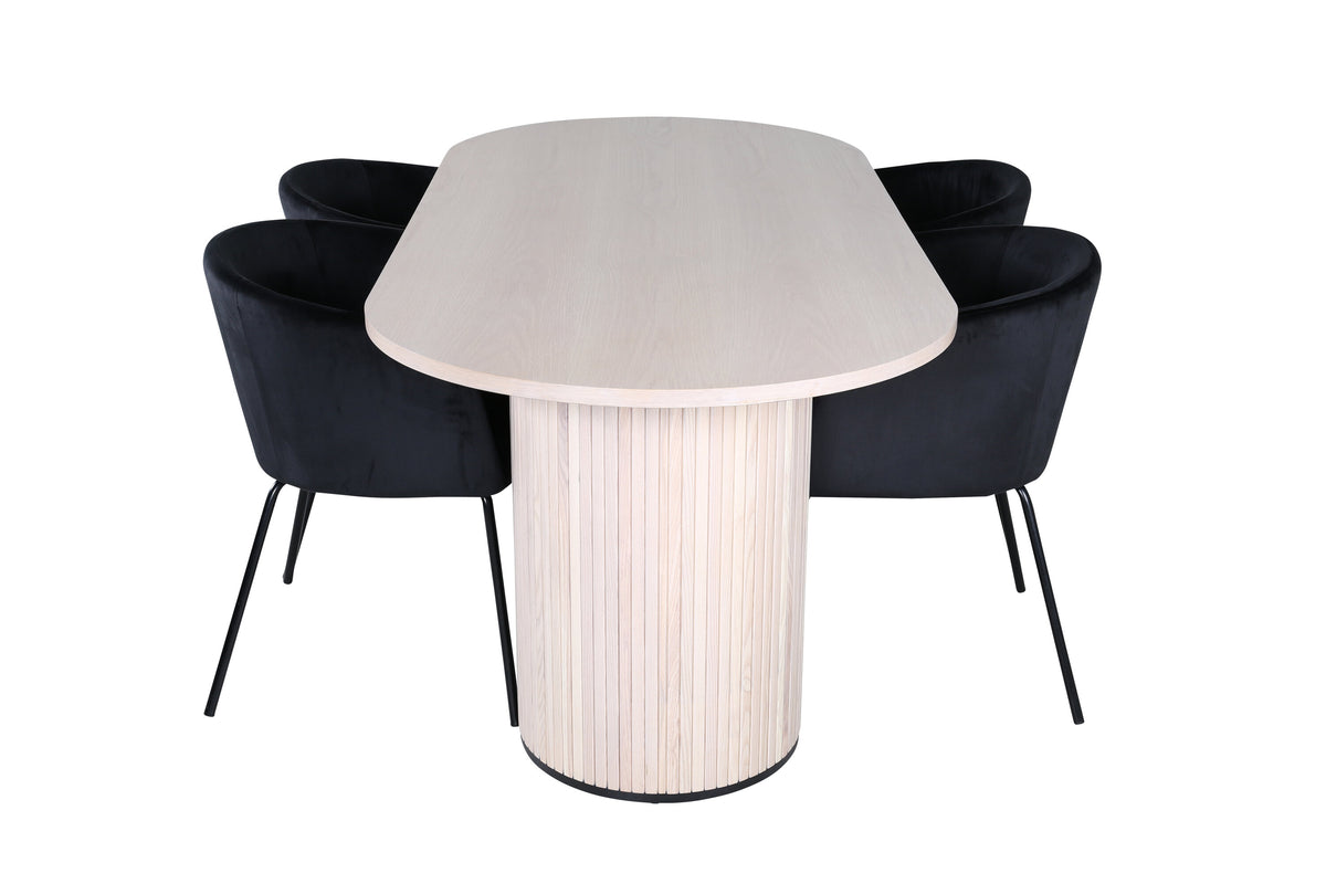 Bianca Matbord med Berit Stolarna – Bord: 75x200x90 Stol: 55x78x55