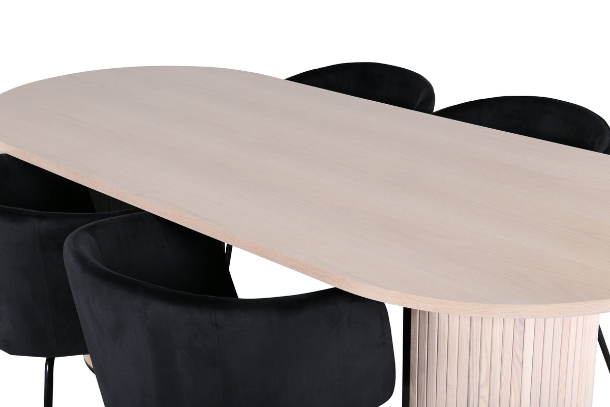 Bianca Matbord med Berit Stolarna – Bord: 75x200x90 Stol: 55x78x55