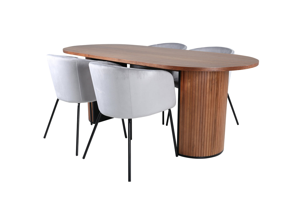 Bianca Matbord med Berit Stolarna – Bord: 75x200x90 Stol: 55x78x55
