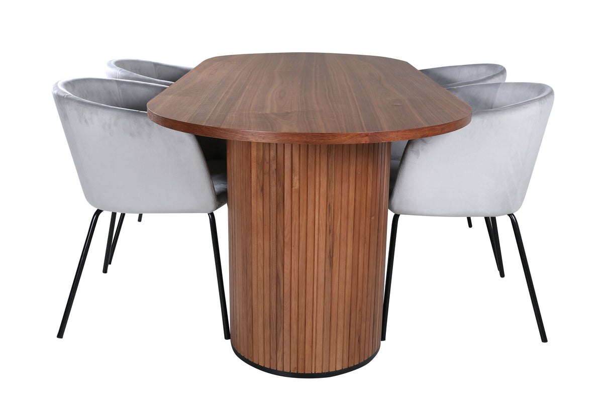 Bianca Matbord med Berit Stolarna – Bord: 75x200x90 Stol: 55x78x55