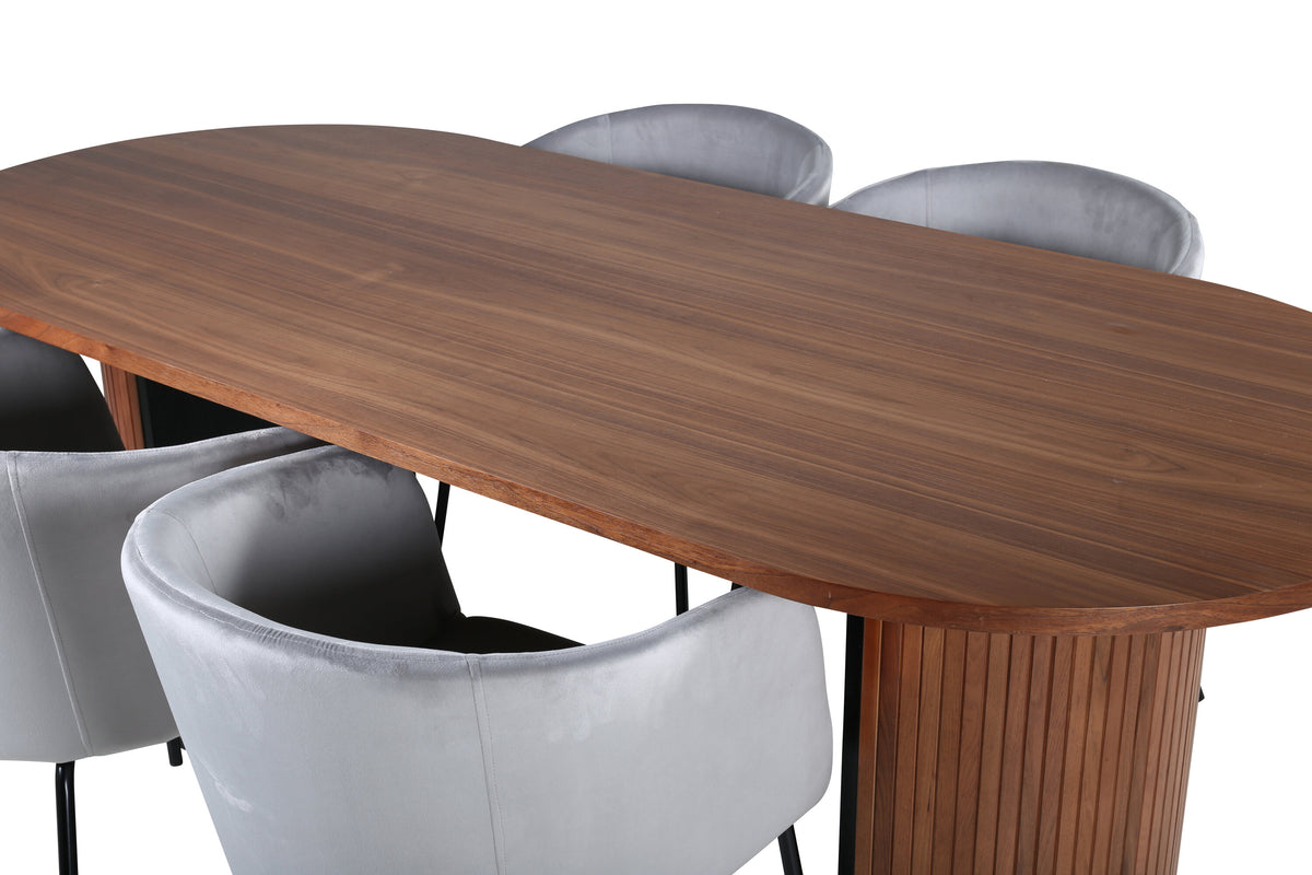 Bianca Matbord med Berit Stolarna – Bord: 75x200x90 Stol: 55x78x55