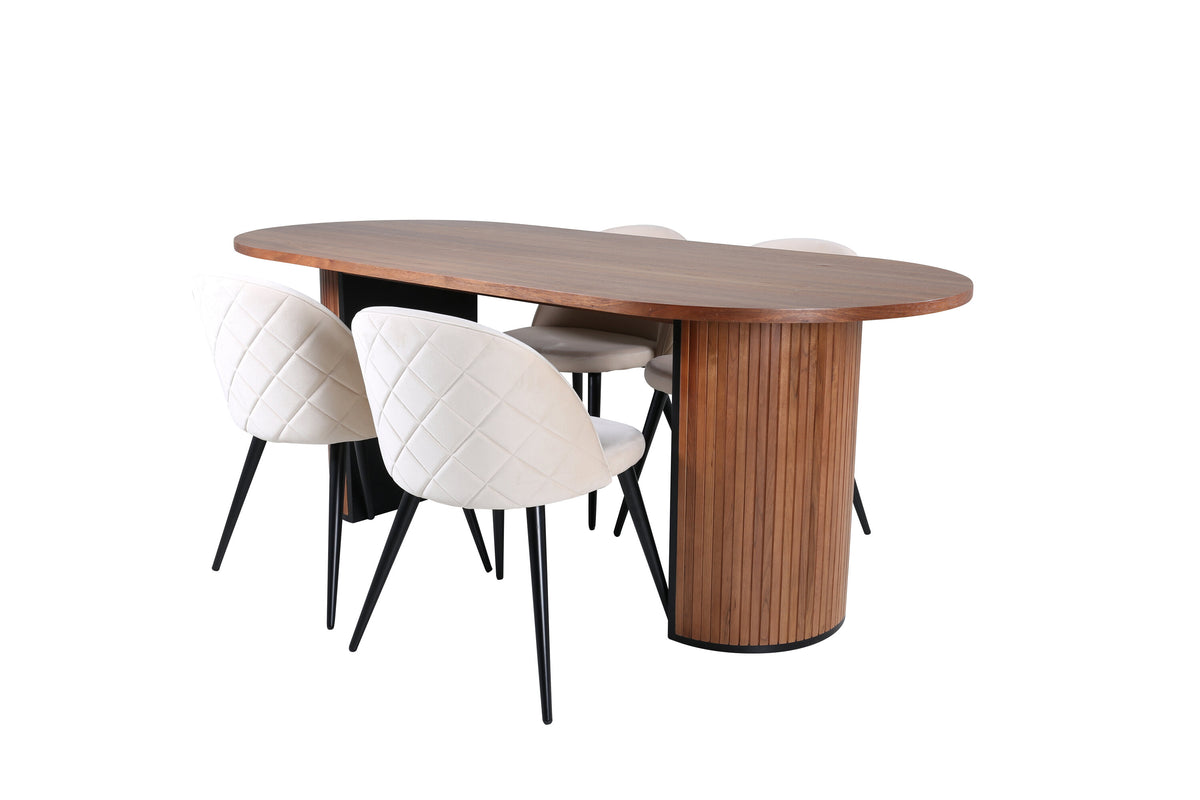 Bianca Matbord med Velvet Stolarna – Bord: 52x200x90 Stol: 57x76,5x50