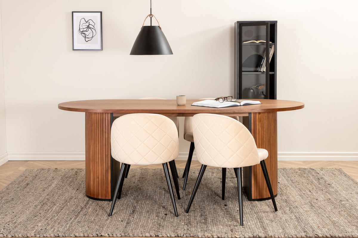 Bianca Matbord med Velvet Stolarna – Bord: 52x200x90 Stol: 57x76,5x50