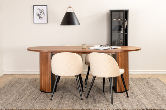 Bianca Matbord med Velvet Stolarna – Bord: 52x200x90 Stol: 57x76,5x50