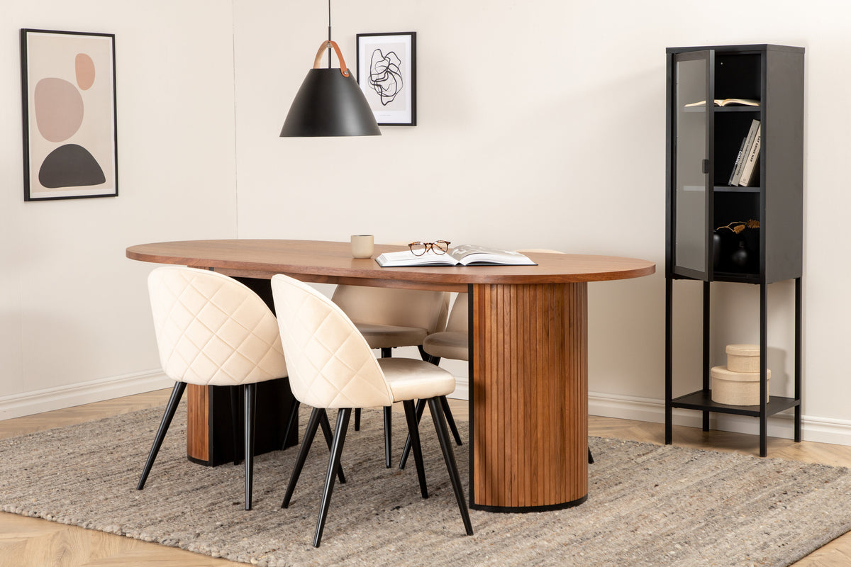 Bianca Matbord med Velvet Stolarna – Bord: 52x200x90 Stol: 57x76,5x50