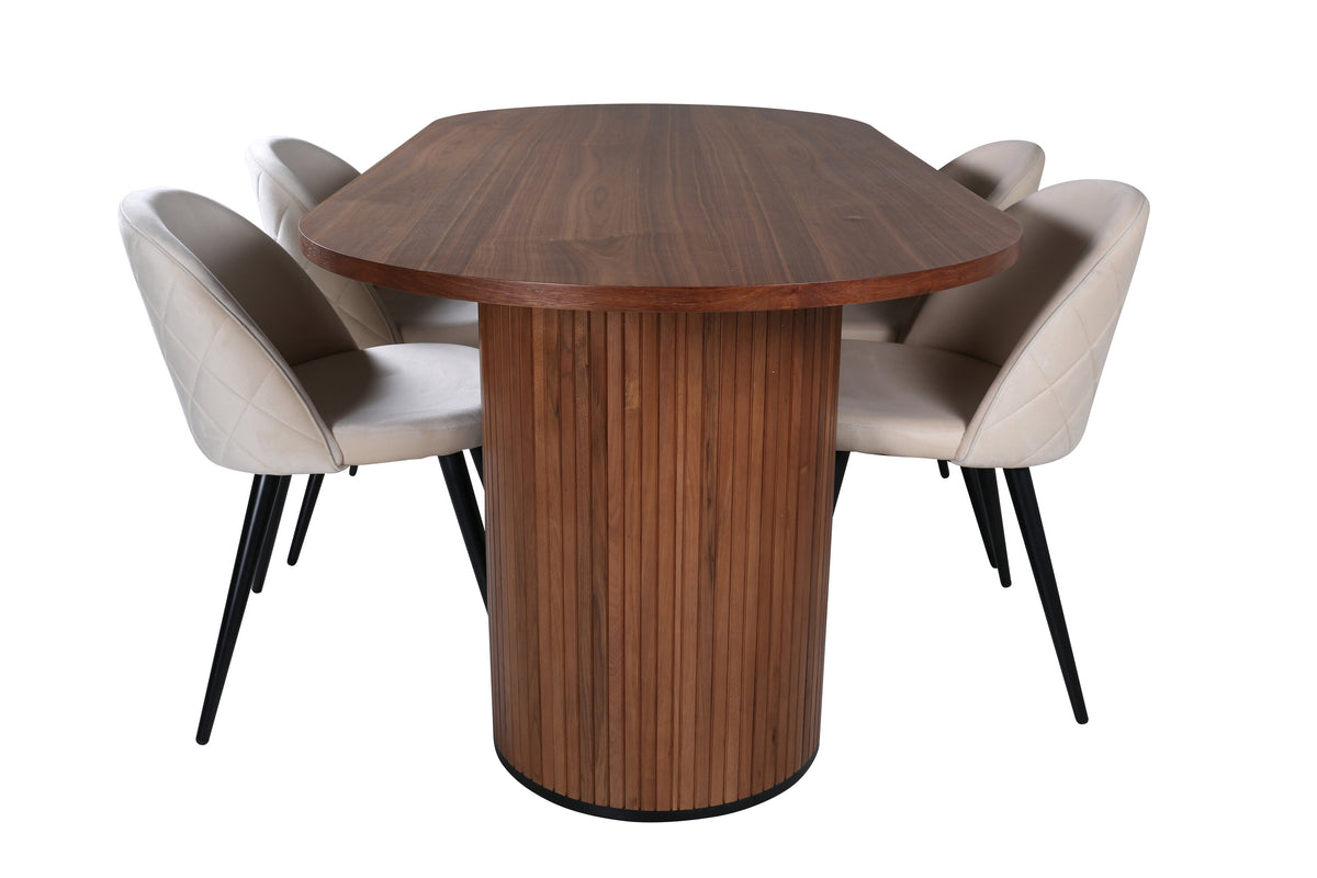 Bianca Matbord med Velvet Stolarna – Bord: 52x200x90 Stol: 57x76,5x50