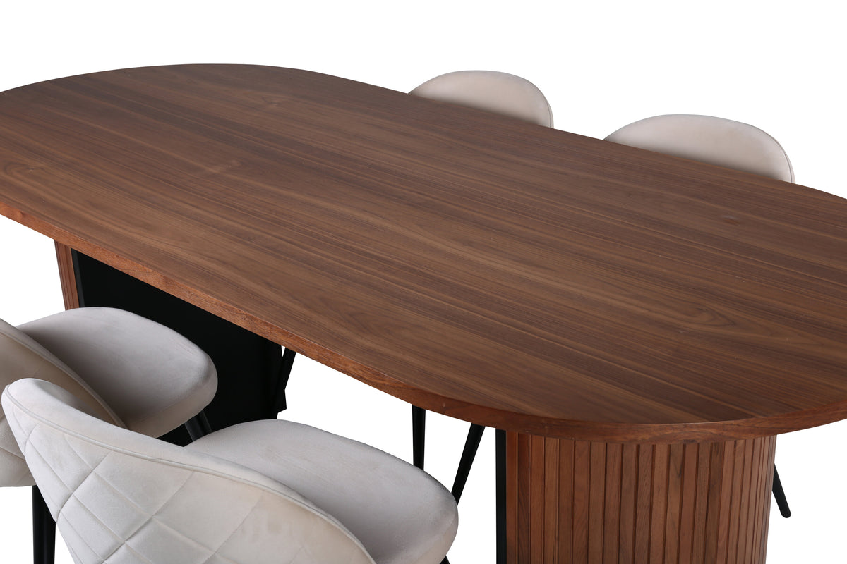Bianca Matbord med Velvet Stolarna – Bord: 52x200x90 Stol: 57x76,5x50