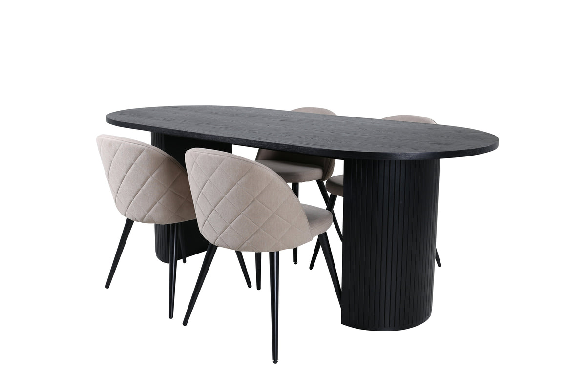 Bianca Matbord med Velvet Stolarna – Bord: 50x200x90 Stol: 57x76,5x50