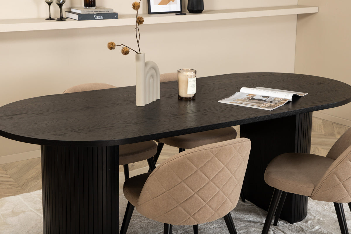 Bianca Matbord med Velvet Stolarna – Bord: 50x200x90 Stol: 57x76,5x50