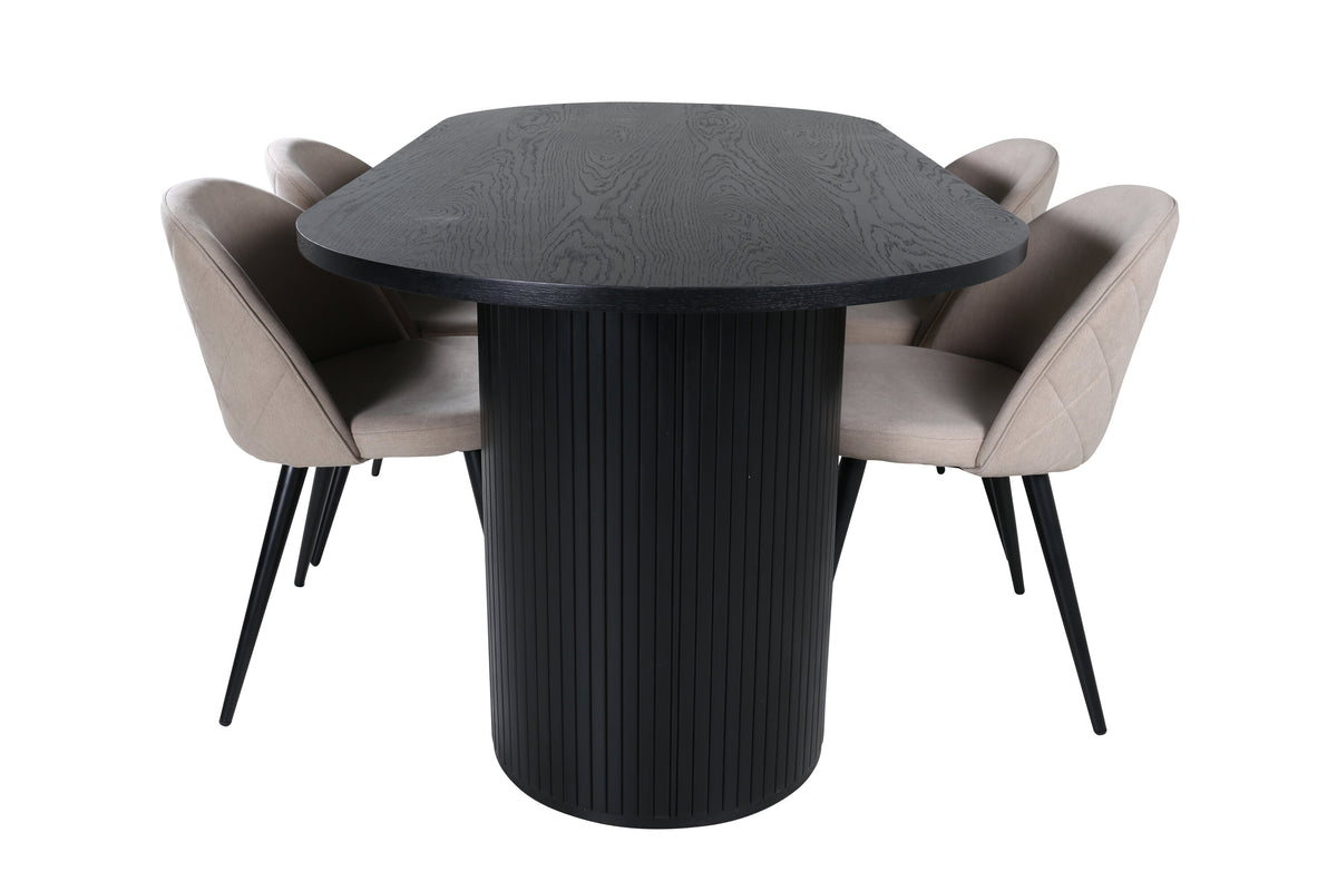 Bianca Matbord med Velvet Stolarna – Bord: 50x200x90 Stol: 57x76,5x50
