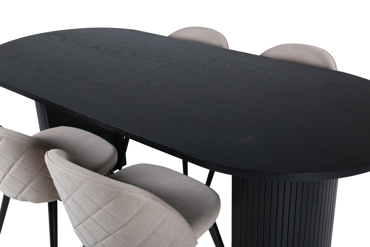 Bianca Matbord med Velvet Stolarna – Bord: 50x200x90 Stol: 57x76,5x50