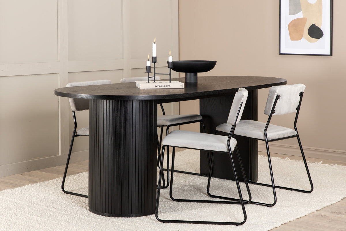 Bianca Matbord med Kenth Stolarna – Bord: 41x200x90 Stol: 52x76x40