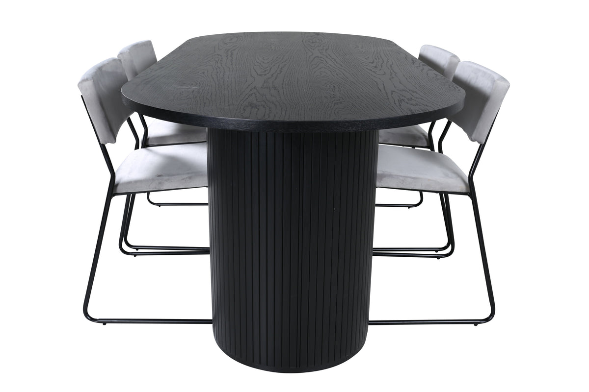 Bianca Matbord med Kenth Stolarna – Bord: 41x200x90 Stol: 52x76x40