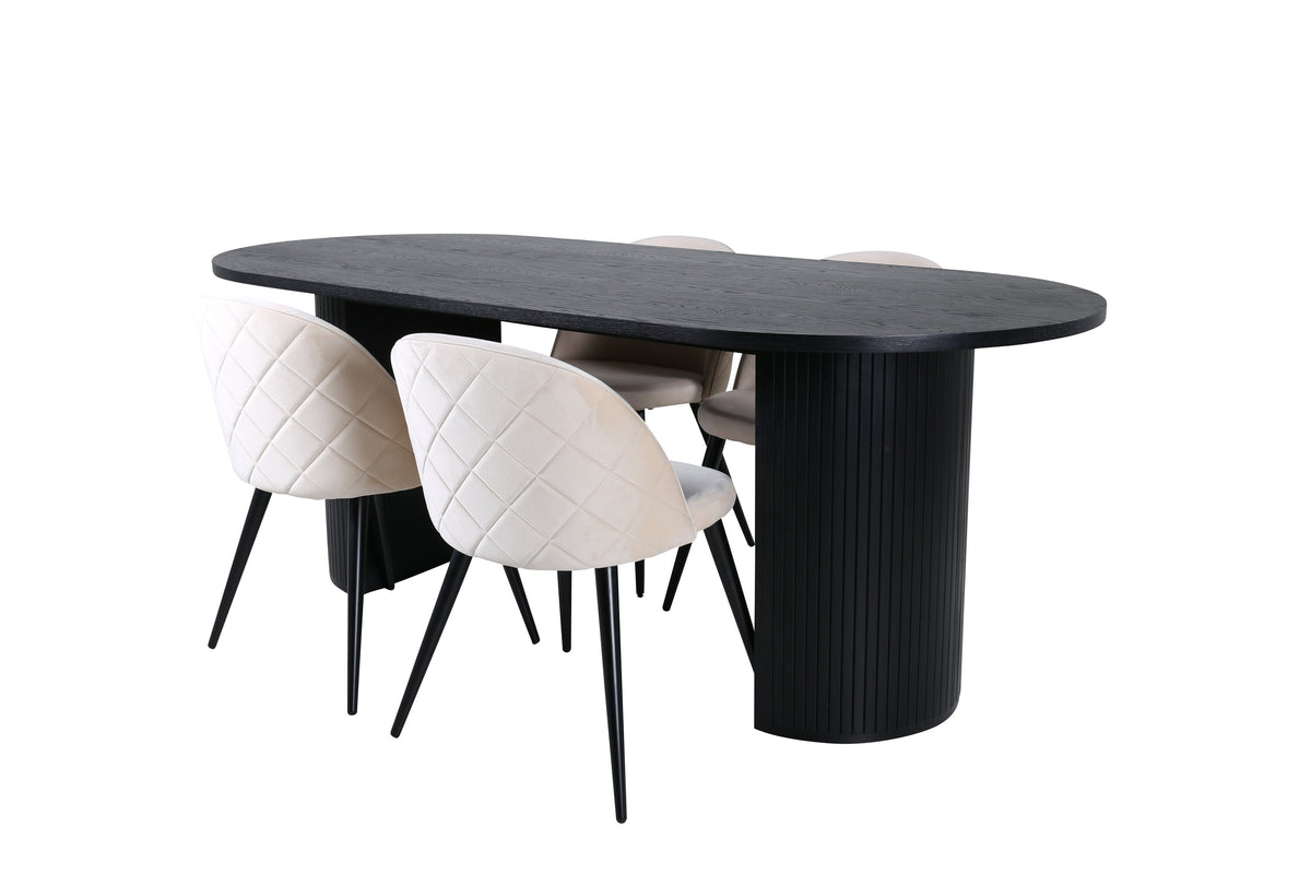 Bianca Matbord med Velvet Stolarna – Bord: 40x200x90 Stol: 57x76,5x50