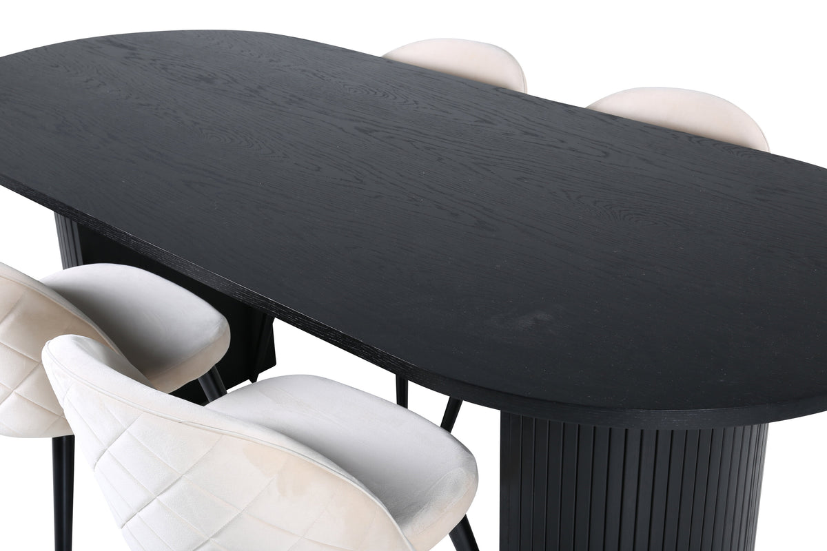 Bianca Matbord med Velvet Stolarna – Bord: 40x200x90 Stol: 57x76,5x50