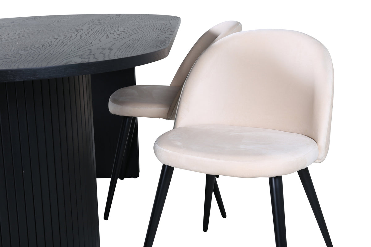 Bianca Matbord med Velvet Stolarna – Bord: 40x200x90 Stol: 57x76,5x50